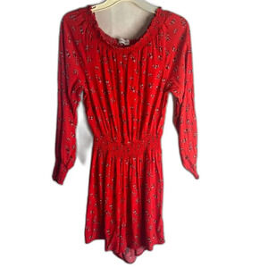 Kendall & Kylie Long Sleeve Red Cherry Blossom Romper Size Large